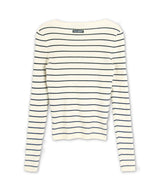 ROUND NECK STRIPED RIBBED KNIT_IVORY
