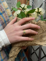 OVAL GEMSTONE GOLD RING (SATIN)