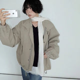 [Ronak] String High-Neck Loose-Fit Field Jacket - 2 Colors