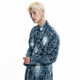 Washed Painted Check Shirt - NAVY