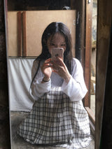Maple Check Banded Shirred Skirt (3c)