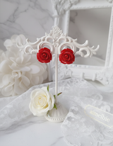 [Kwon Eunbi Earrings] プチローズカボションピアス - Red
