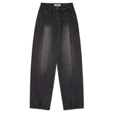 WASHING PIN TUCK NAPPING WIDE-FIT DENIM PANTS [BLACK]