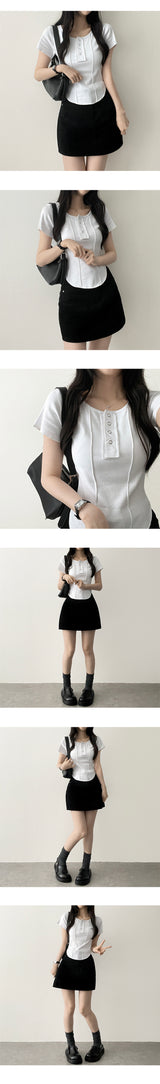 Loader cotton A-line miniskirt + belt set