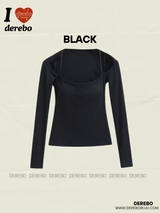 Square Neck Strap Line Long Sleeve Tee