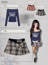Heart Buckle Preppy Checkered Mini Skirt