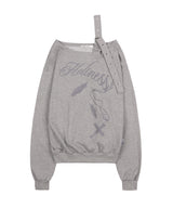 ONE-SHOULDER BUCKLE SWEATSHIRT (MELANGE GRAY)_F24ZB063