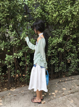 Levui Summer See-through V-Neck Layered Long Sleeve Tee