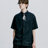 [SLIMTIE SET]ファインツイルティップハーフシャツ　ダークインディゴ