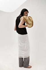 Linen oval neck knit, Black