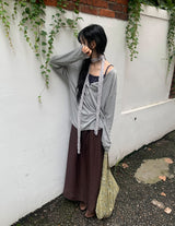 Navel Chiffon Banding Maxi Skirt
