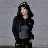 ROVENT METAL LOGO BOLERO HOOD ZIP-UP (2Color)