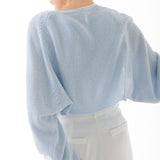 LINEN BOLERO KNIT CARDIGAN SKY BLUE