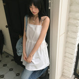 Muke Pintuck Lace String Vacation-Look Sleeveless Dress