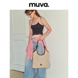 muva. Lazy‑Chic French Canvas Tank‑Top‑Style Shoulder Bag, Lightweight Off‑White Casual Daily Purse, New Arrival Aug 13