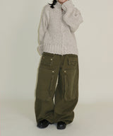 Kuro banding snap pocket wide fit washed pants