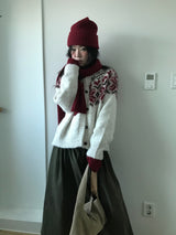 Roselle Heart Snowflake Cardigan (2color)