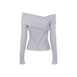 UNBALANCED OFF-SHOULDER TOP_Melange Gray