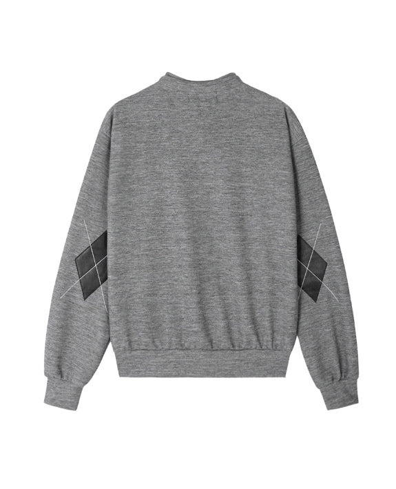 Scent Leather Patch Argyle Cardigan