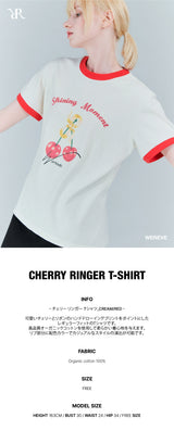 チェリーリンガーTシャツ_クリーム/レッド