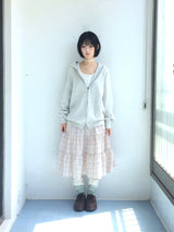 cream checkered pocket skirt