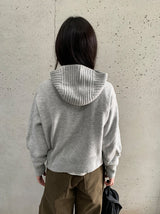 Mihro High Neck Hood Wool Knit Cardigan