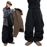 Wide Wool Pleated Cargo Pants