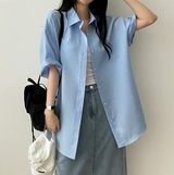 Lori Linen Oversized Fit Short Sleeve Shirt Shirt