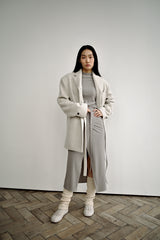 Fuzzy heavy wool coat, Light grey