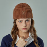 VA Curved Logo Washed Beanie / Brown