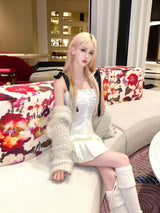 1194. Banding point satin pleats mini sk (2color)