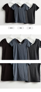 Newo Spandex Stripe Dangara Short Sleeve T-shirt