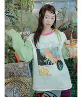 UnsocialNight original design autumn and winter light green cute イラストプリントハーフスカート female