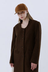 WOOL-LIKE LONG COAT_BROWN