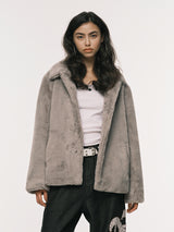 COLLAR FUR JACKET GREY