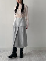 [Tie Set] See-through High Neck Overfit Blouse