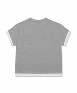 Layered Roll-Up Cropped T-shirt - Gray