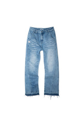WASHED RAW EDGE DENIM (BLUE)
