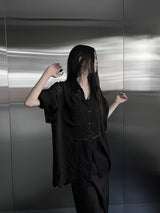 crinkle sheer overfit shirt (2color)