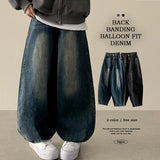Pintz waist banding denim wide balloon pants