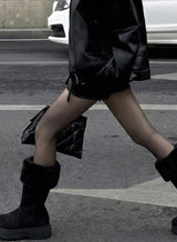 Folding suede platform boots