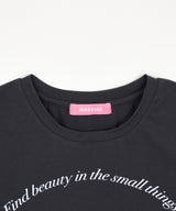 リボンプリントTシャツ チャコール