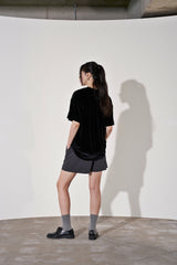 ドロップショルダーベルベット 1/2 T (Black)