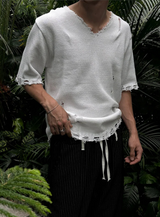 [S/S] Vacance damage v neck half knit(3color)