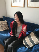 エンドUネックアイレットスタッドクロップTシャツ (6c)