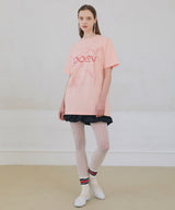 Flower Letter Oversized T-Shirt - Apricot