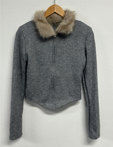 FUR PETIT SLIM HALF CROPPED ZIP-UP 🖤🩶🤍3COLOR