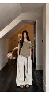Khaki Collection オーバーサイズショルダー 半袖Tシャツ