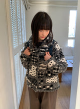 Pitanne Dot Patch Knit Cardigan Jacket