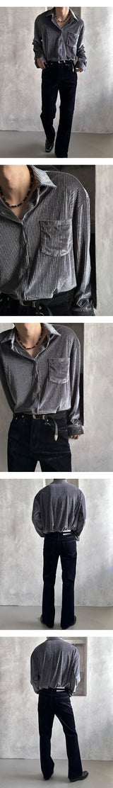 [F/W] Velvet stripe shirts(2color)